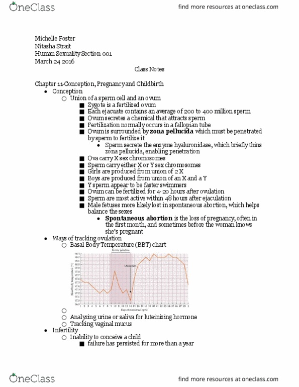 PSY 0818 Lecture Notes - Lecture 1: Zona Pellucida, Fallopian Tube, Miscarriage thumbnail