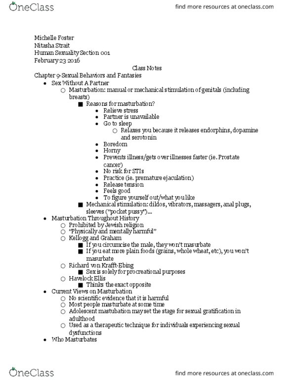 PSY 0818 Lecture Notes - Lecture 1: Havelock Ellis, Premature Ejaculation, Prostate Cancer thumbnail