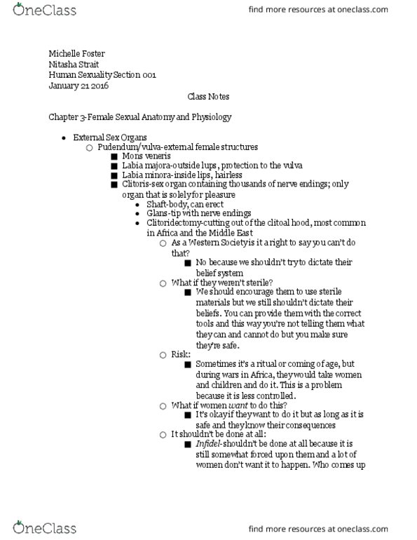 PSY 0818 Lecture Notes - Lecture 1: Fallopian Tube, Introitus, Hymen thumbnail