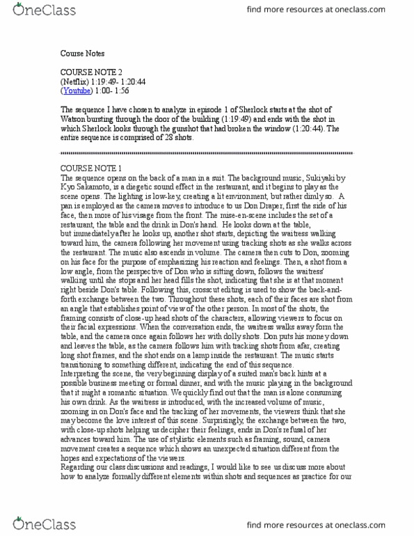RHETOR 138 Lecture Notes - Lecture 1: Don Draper, Cinematic Techniques, Lowkey thumbnail