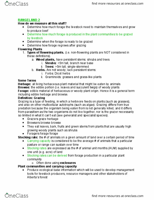 REN R110 Lecture Notes - Lecture 19: Herbaceous Plant, Woody Plant, Livestock Grazing Comparison thumbnail