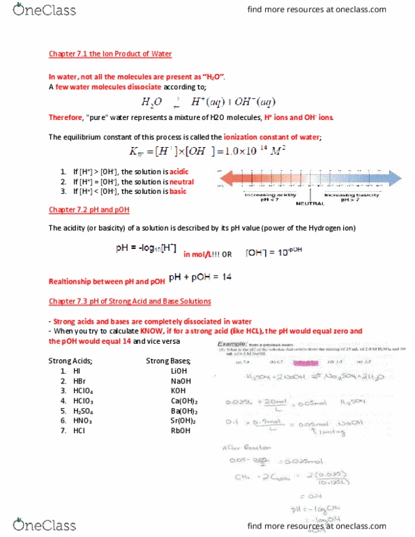 Chemistry 1024A/B Lecture Notes - Lecture 7: Strontium Hydroxide, Equilibrium Constant, Ph thumbnail