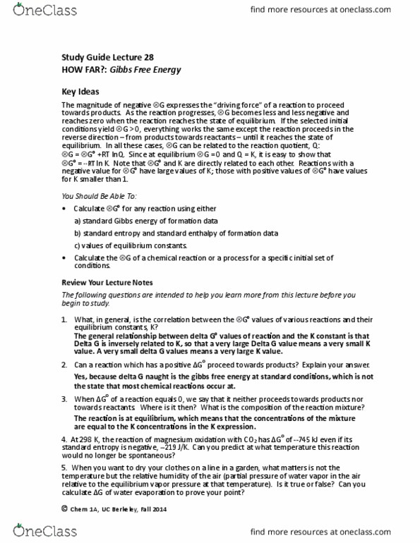 CHEM 1A Lecture Notes - Lecture 28: Vapor Pressure, Reaction Quotient, Equilibrium Constant thumbnail