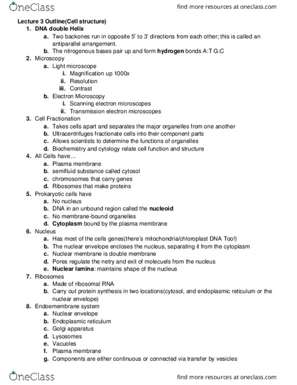 BIOLOGY 1A Lecture Notes - Lecture 3: Nuclear Membrane, Cell Membrane, Optical Microscope thumbnail