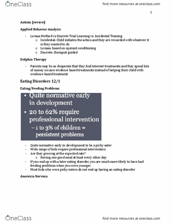 PSYC 330 Lecture Notes - Lecture 16: Binge Eating Disorder, Applied Behavior Analysis, Eating Disorder thumbnail