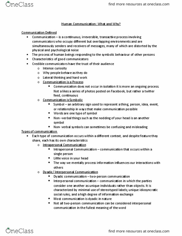 CMST 1A03 Lecture Notes - Lecture 1: Rick Mercer Report, Interpersonal Communication, Linear Model thumbnail