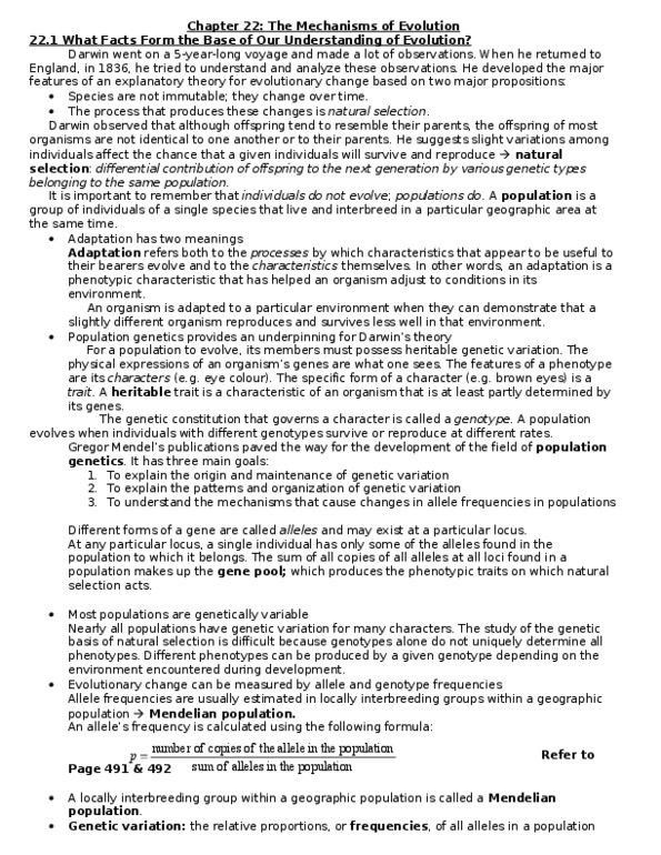 BIO205H5 Lecture Notes - Genotype Frequency, Allele Frequency, Genetic Variation thumbnail