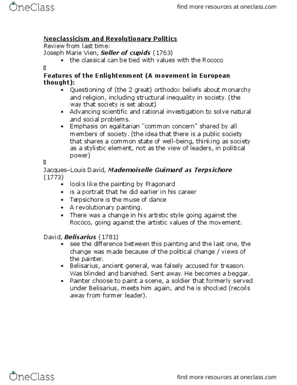 FAH245H1 Lecture Notes - Lecture 3: Tennis Court Oath, Yellow Fever, Ancient Greek Sculpture thumbnail