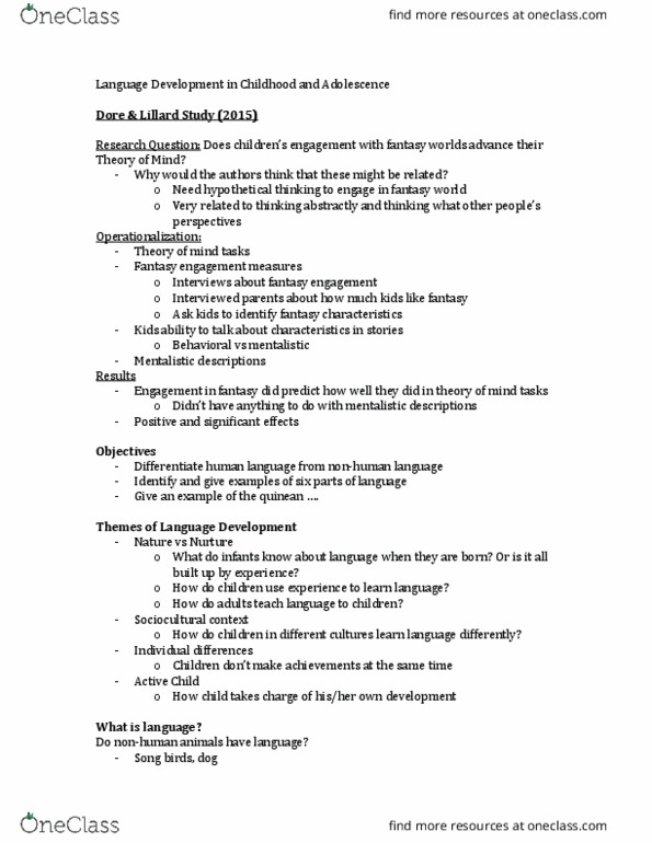 PSYC 315 Lecture Notes - Lecture 9: Research Question, Communication, Language Module thumbnail