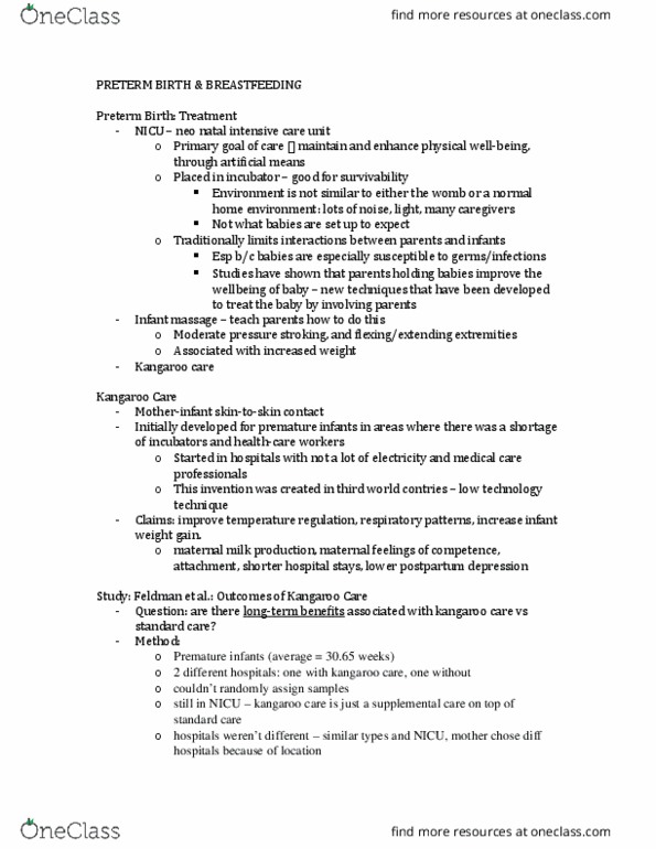 PSYC 319 Lecture Notes - Lecture 6: Standard Scale, Lactiferous Duct, Postpartum Depression thumbnail