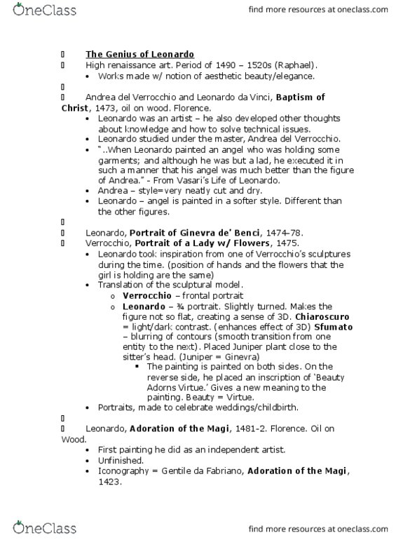 FAH230H1 Lecture Notes - Lecture 6: Anghiari, Vitruvian Man, Sebastiano Ricci thumbnail