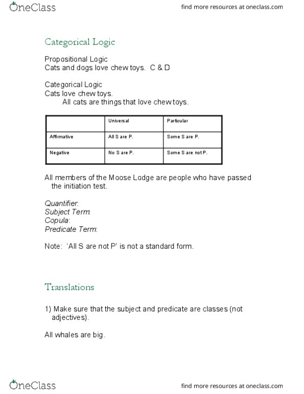 PHIL 201 Lecture Notes - Lecture 9: Syllogism, Venn Diagram thumbnail