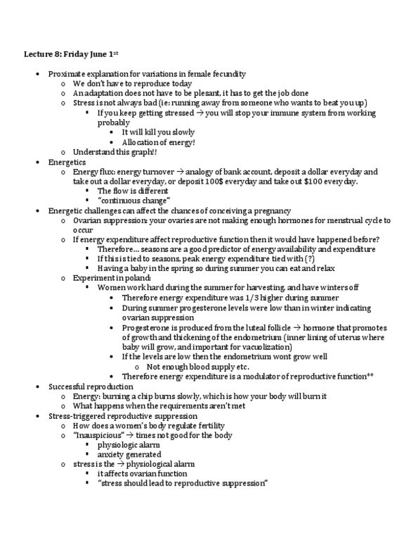 HSCI 216 Lecture Notes - Energy Flux, Endometrium, Cortisol thumbnail