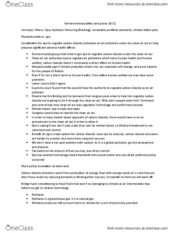 PUP-4203 Lecture Notes - Lecture 11: Regional Greenhouse Gas Initiative, Air Pollution, Environmental Politics thumbnail