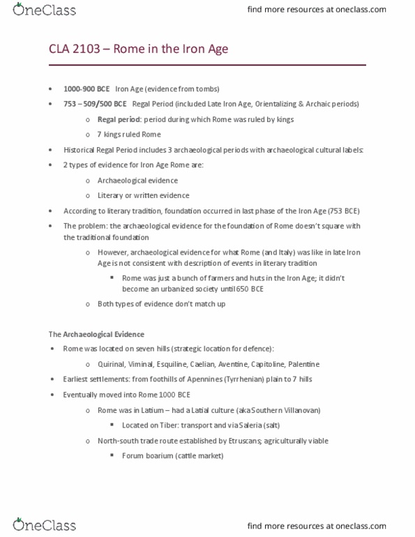 CLA 2103 Lecture 5: CLA 2103 - Rome in the Iron Age thumbnail