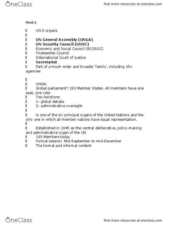 PSCI 3600 Lecture Notes - Lecture 4: United Nations General Assembly, United Nations Trusteeship Council, Secretary-General Of The United Nations thumbnail