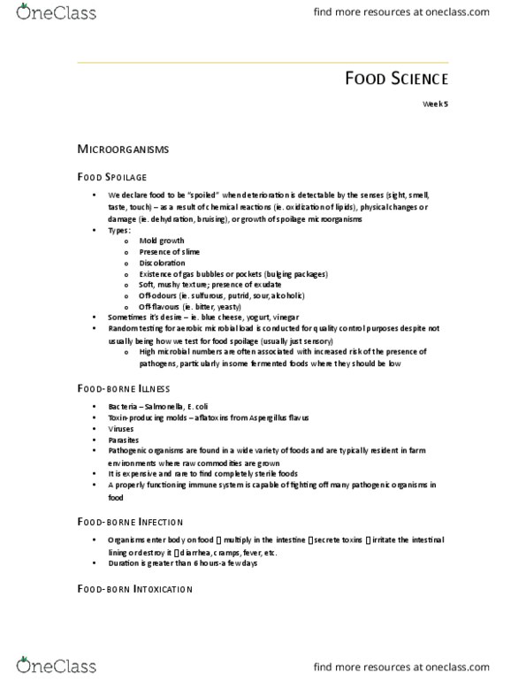FOOD 2010 Lecture Notes - Lecture 5: Starch, Leuconostoc, Lactococcus thumbnail
