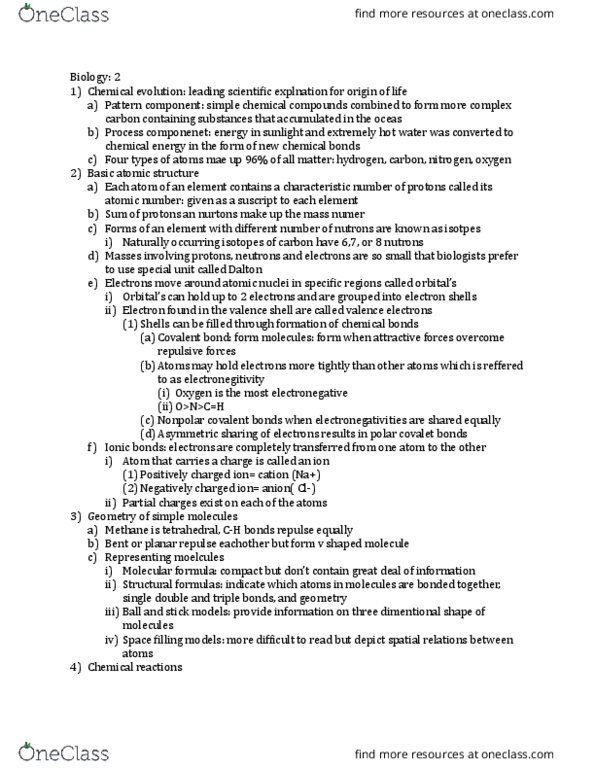 BIOL 118 Chapter Notes - Chapter 2: Aldehyde, Ketone, Homeostasis thumbnail
