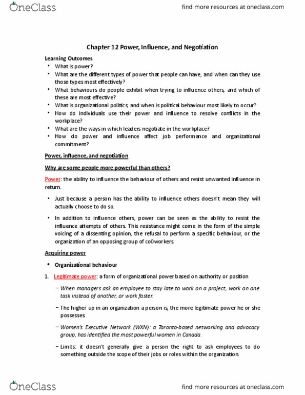 Business Administration 2295F/G Lecture Notes - Lecture 12: Conflict Resolution, Best Alternative To A Negotiated Agreement, Job Satisfaction thumbnail