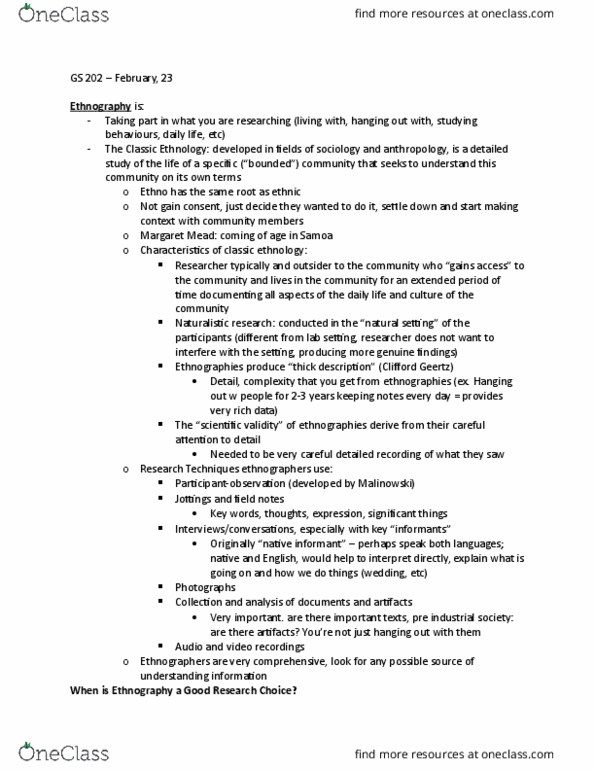 GS201 Lecture Notes - Lecture 1: Nels Anderson, Eurocentrism, Florian Znaniecki thumbnail