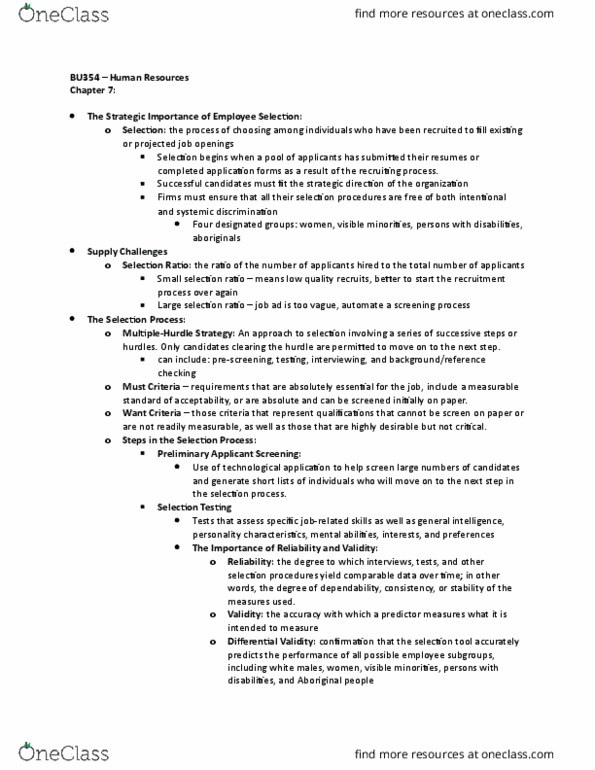 BU354 Lecture Notes - Lecture 7: Job Satisfaction, Visible Minority, Job Performance thumbnail