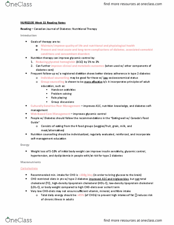 NRS 213 Chapter Notes - Chapter 11: Insulin Resistance, Health Canada, Sucralose thumbnail