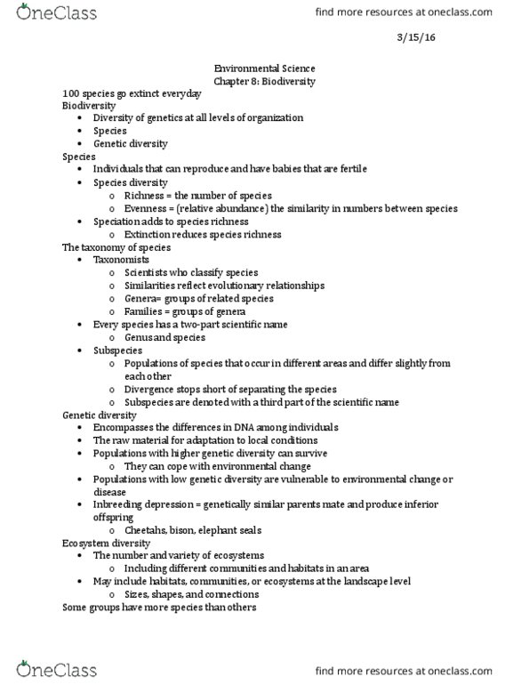 ENV 1301 Lecture Notes - Lecture 10: Carolina Parakeet, California Condor, Whooping Crane thumbnail