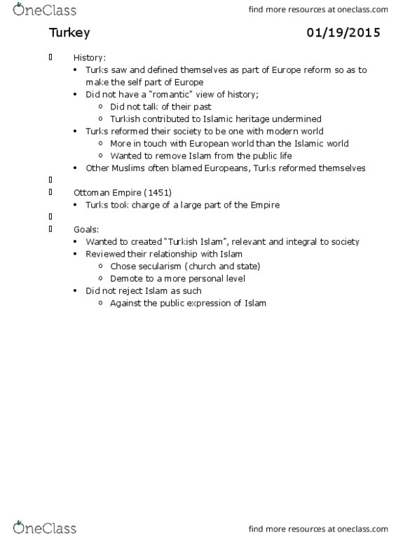 RELIGST 3CC3 Lecture Notes - Lecture 1: Turkification, Tazir, Ulama thumbnail