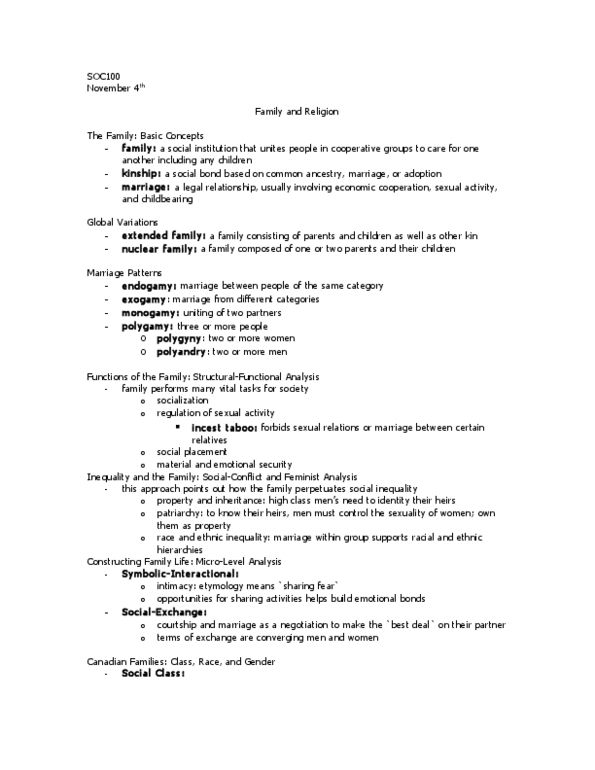 SOC100H5 Lecture : Family and Religion thumbnail