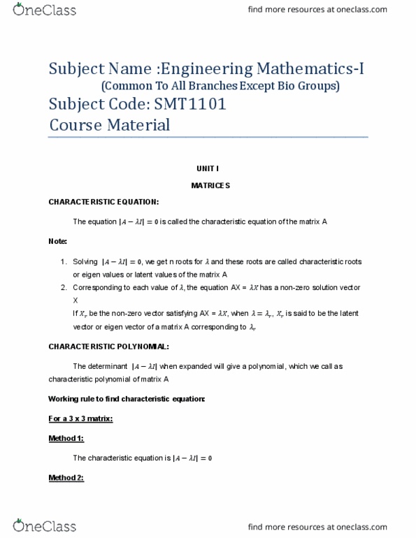 MATH225 Lecture Notes - Lecture 1: Definite Quadratic Form, Triangular Matrix, Positive Definiteness thumbnail