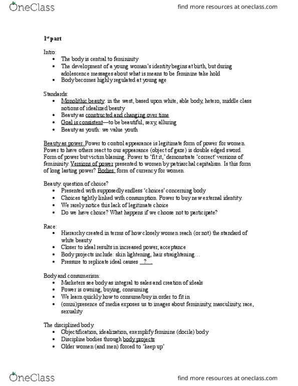 WGST 1F90 Lecture Notes - Lecture 3: Eurocentrism, Hegemonic Masculinity, Ageism thumbnail