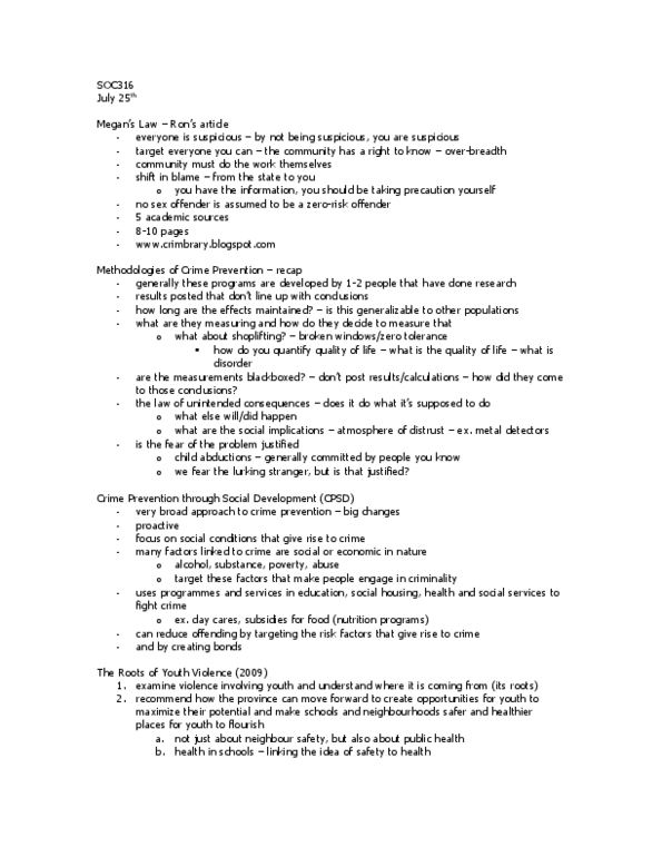 SOC316H5 Lecture Notes - Overbreadth Doctrine, The Roots, Shoplifting thumbnail