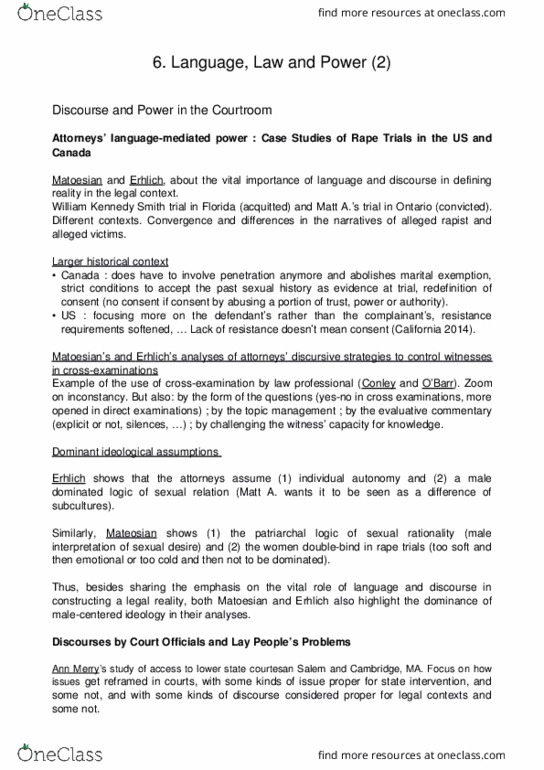 ANT329H1 Lecture Notes - Lecture 6: Determinative, Social Relation, Hypercorrection thumbnail