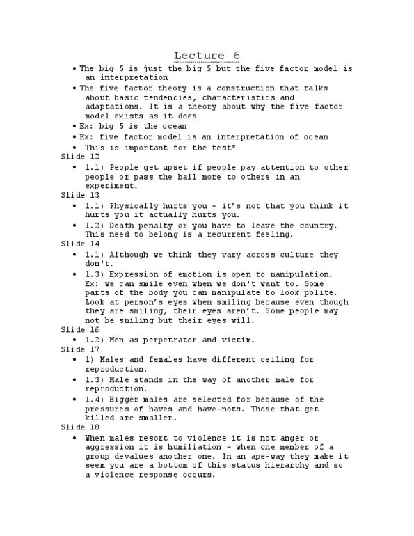 PSY230H1 Lecture Notes - Lecture 6: Sexually Transmitted Infection, Somatotype And Constitutional Psychology, Parallel Computing thumbnail