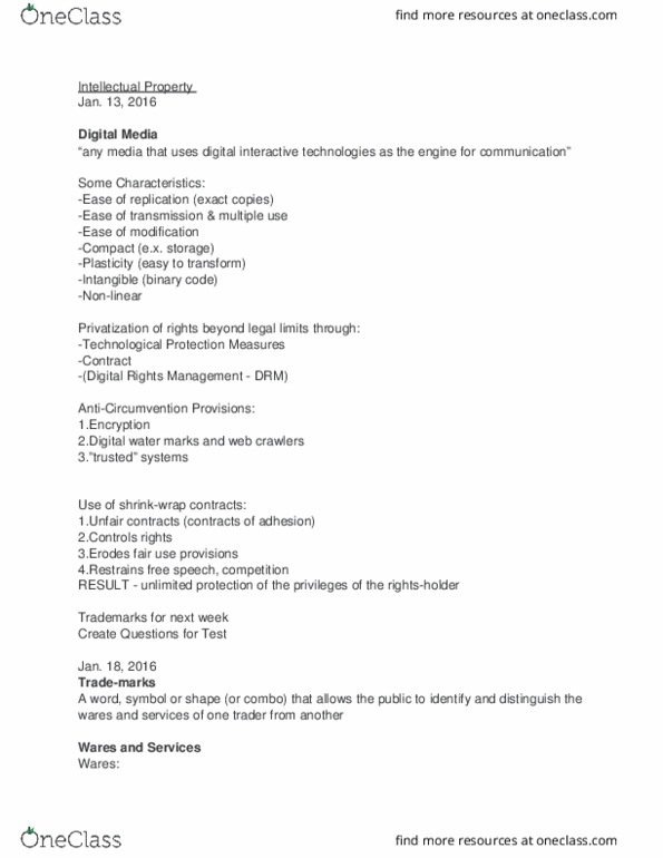 SPMA 3P86 Lecture Notes - Lecture 1: False Light, Commercial Speech, Canadian Olympic Committee thumbnail