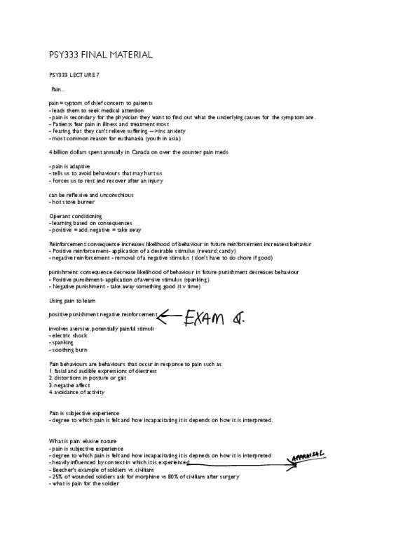 PSY333H5 Lecture Notes - Lecture 7: Posterior Grey Column, Dorsal Root Ganglion, Spinothalamic Tract thumbnail