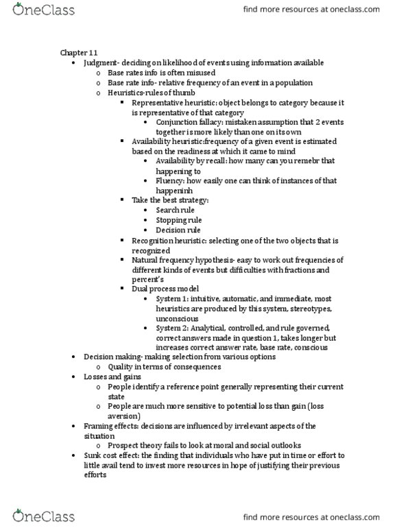 PSYC 2P20 Chapter Notes - Chapter 11: Working Memory, Mental Model, Informal Logic thumbnail