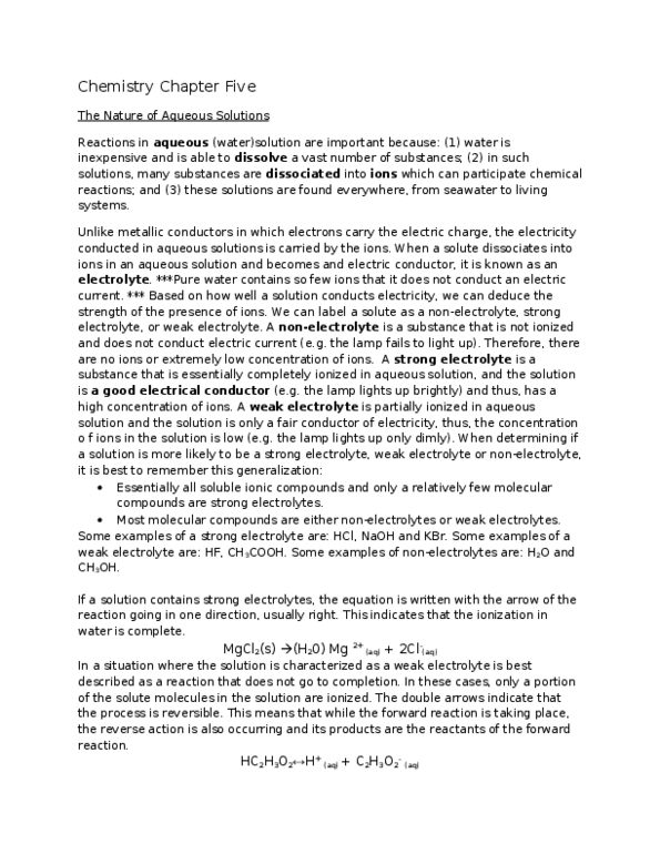 CHEM 1040 Chapter Notes - Chapter 5: Strong Electrolyte, Magnesium Chloride, Alkali Metal thumbnail