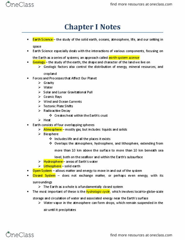 ESC 1000 Chapter Notes - Chapter 1: Thermal Expansion, Metamorphic Rock, Reduced Properties thumbnail