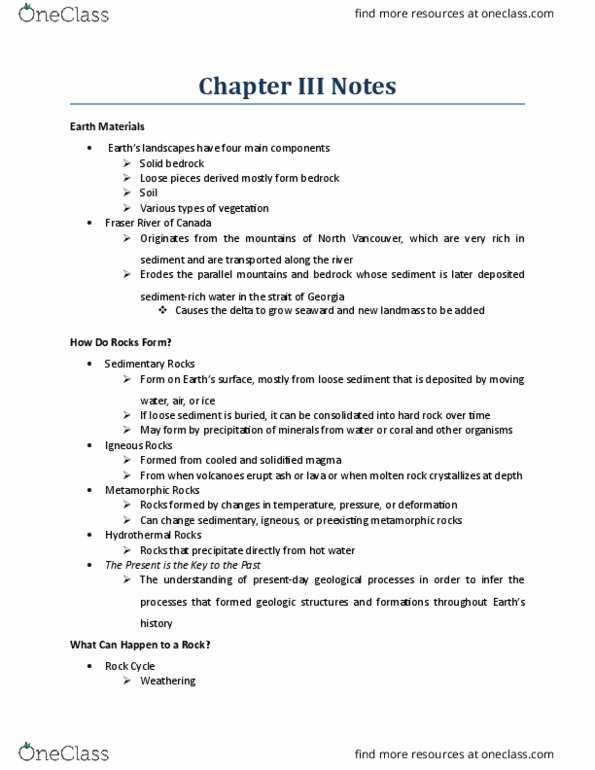ESC 1000 Chapter Notes - Chapter 3: Volcanic Glass, Gneiss, Quartzite thumbnail
