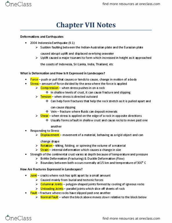 ESC 1000 Chapter Notes - Chapter 7: Transform Fault, Megathrust Earthquake, Alpine Fault thumbnail