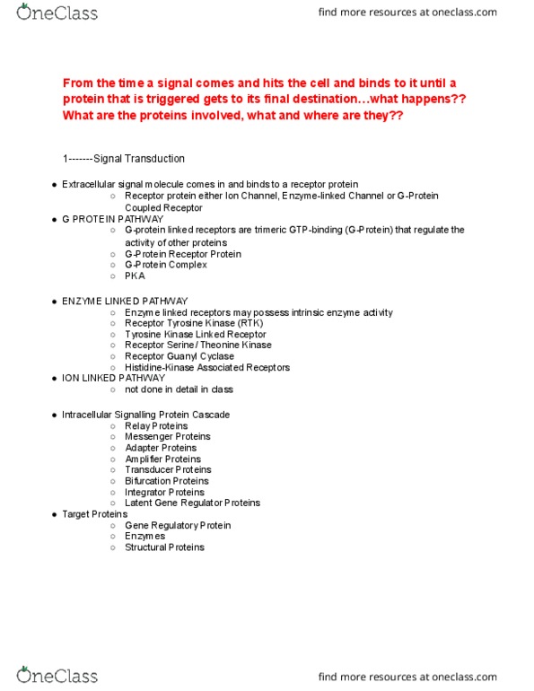 BIOL 330 Lecture Notes - Lecture 1: Signal Recognition Particle, Signal Peptidase, Electric Charge thumbnail