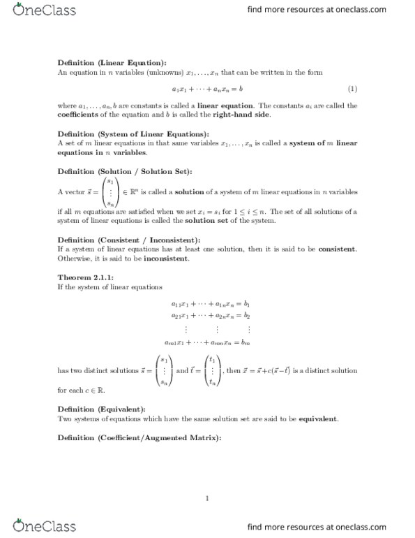 MATH136 Chapter Notes - Chapter 45-50: Linear Combination, Free Variables And Bound Variables, Elementary Matrix thumbnail