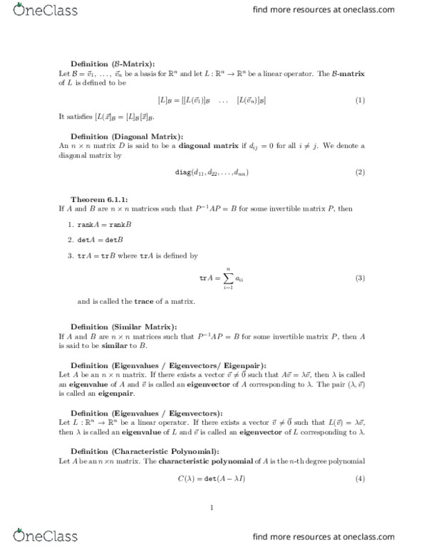 MATH136 Chapter Notes - Chapter 178-200: Diagonalizable Matrix, Diagonal Matrix, Invertible Matrix thumbnail