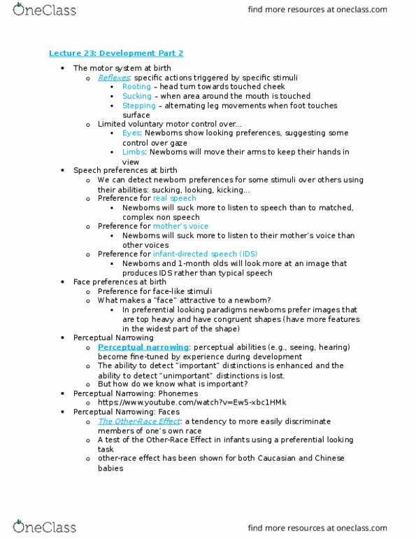 PSYC 102 Lecture Notes - Lecture 23: Proprioception, Peripheral Vision, Motor Learning thumbnail