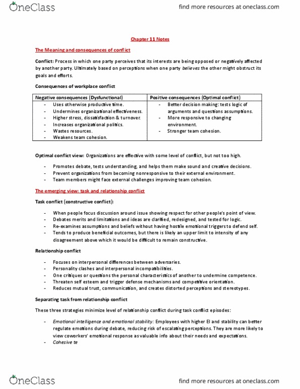 BUS 272 Chapter Notes - Chapter 11: Future Problem Solving Program International, Conflict Avoidance, Policy thumbnail