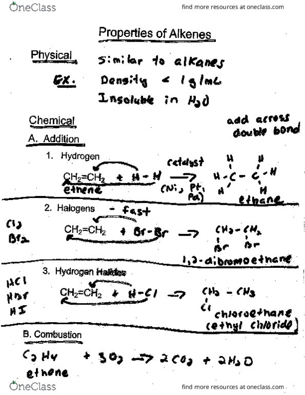 CHEM 103 Lecture Notes - Lecture 4: Chloroethane, Ethylene, Acetylene thumbnail