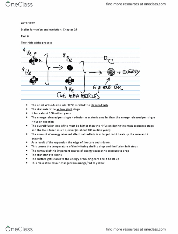 ASTR 1P02 Lecture Notes - Lecture 6: Triple-Alpha Process, Main Sequence, Red Giant thumbnail