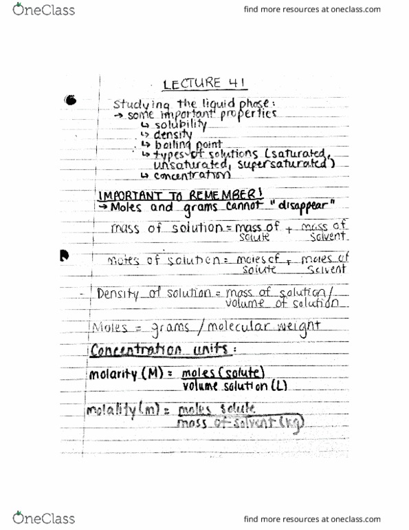 CHEM 1F92 Lecture Notes - Lecture 41: Molality, Sodium Chloride thumbnail