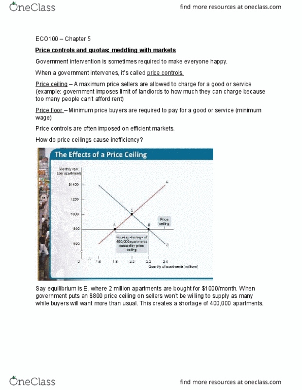 ECO100Y5 Chapter Notes - Chapter 5: Price Ceiling, Price Controls, Efficient-Market Hypothesis thumbnail